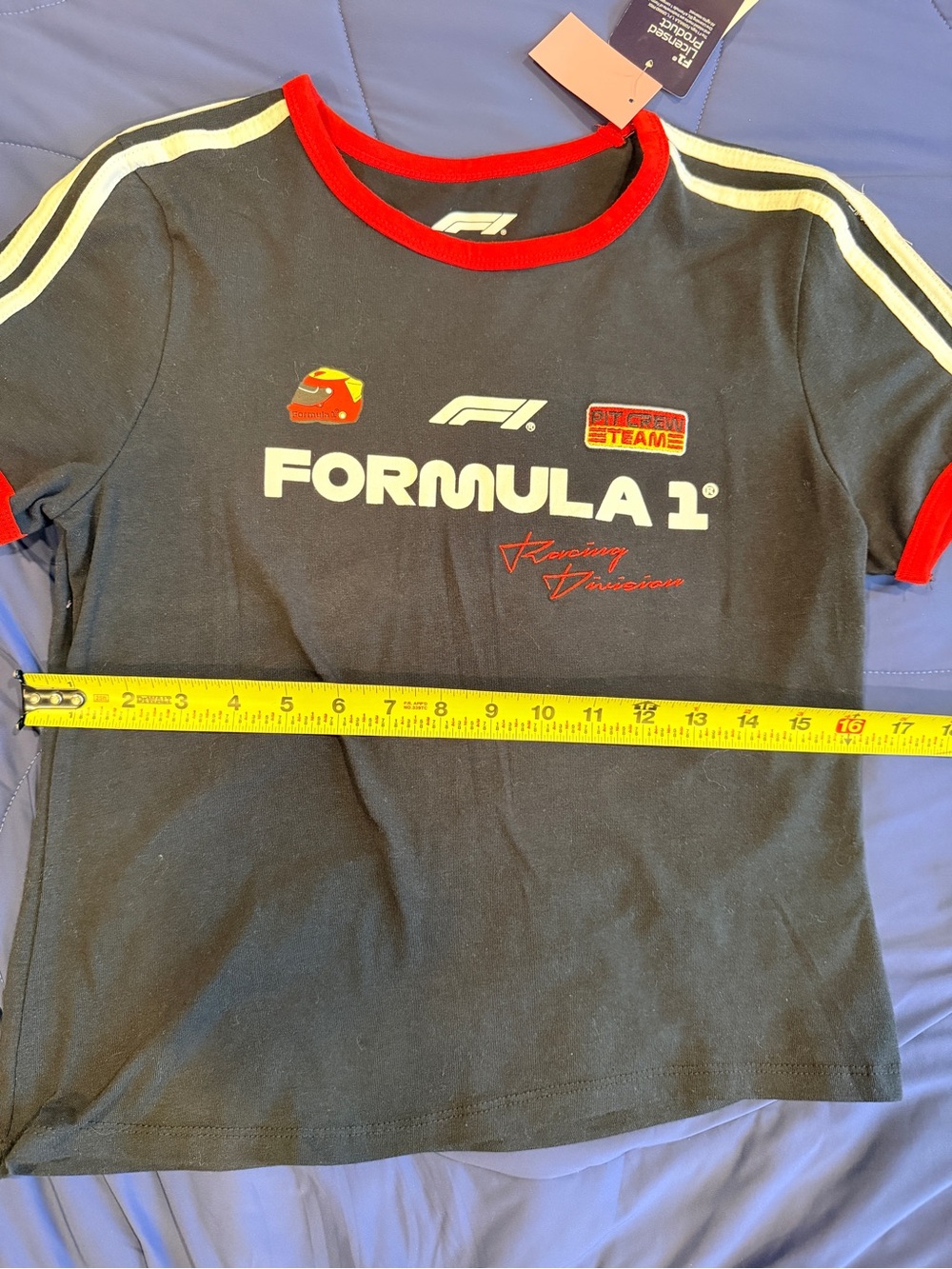 Hybrid Apparel Black Tee with Red Trim and White F1 Logo - Picture 5 of 6